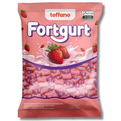 Balas Mastigáveis Fortgurt Iogurte de Morango 400g Toffano