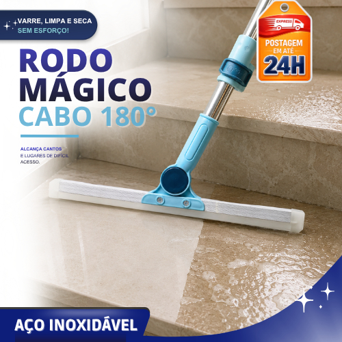 Rodo de Limpeza Mágico Articulável 35cm e 50cm com Cabo de 1,20m Multiuso para Piso, Vidro e Azulejo