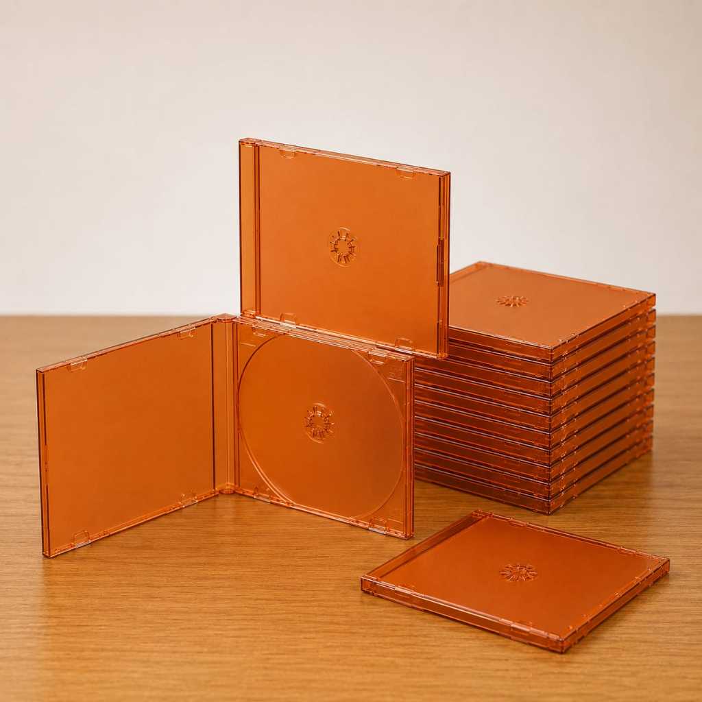 ESTOJO / BOX SLIM PARA CDS, na cor LARANJA - "3 UNIDADES"