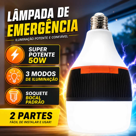 Lâmpada LED 50w 6h Sem Fio Emergência Super Bulbo 8500K recarregável Bivolt Branco Frio Quarto/Luz noturna-HY-599