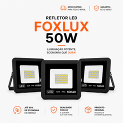 Refletor de LED Frio Refletor de LED Forte Foxlux Holofote de LED Bivolt Refletor LED 50W 6500K