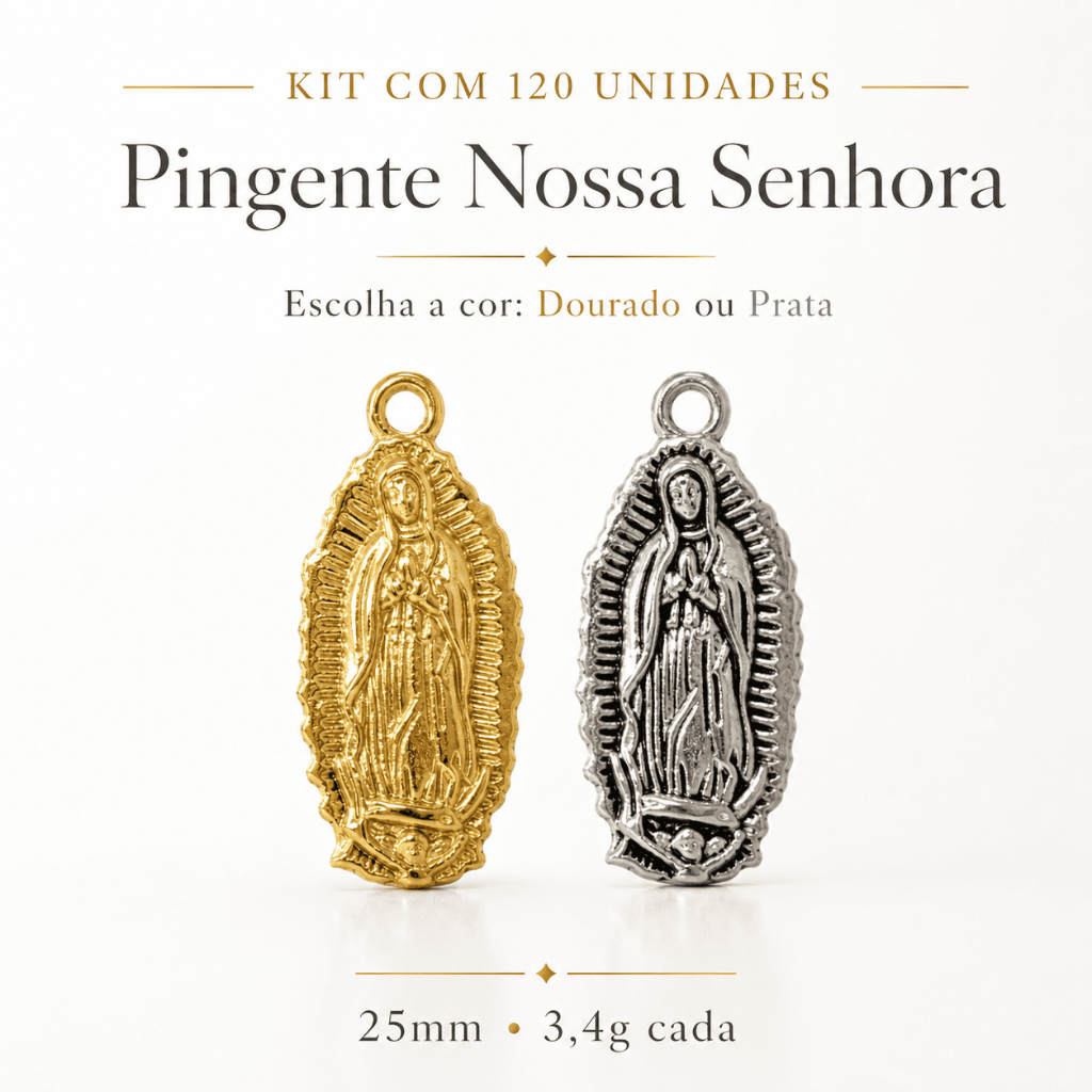Kit 120 Pingentes Nossa Senhora 25mm Medalha Religiosa Para Terço Lembrancinha Artesanato Católico