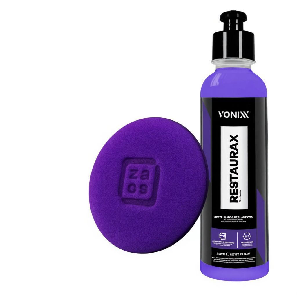 KIT Restaurax 240ml Vonixx e Aplicador de espuma zacs Restaurador e Revitalizador de Plásticos Internos e Externos
