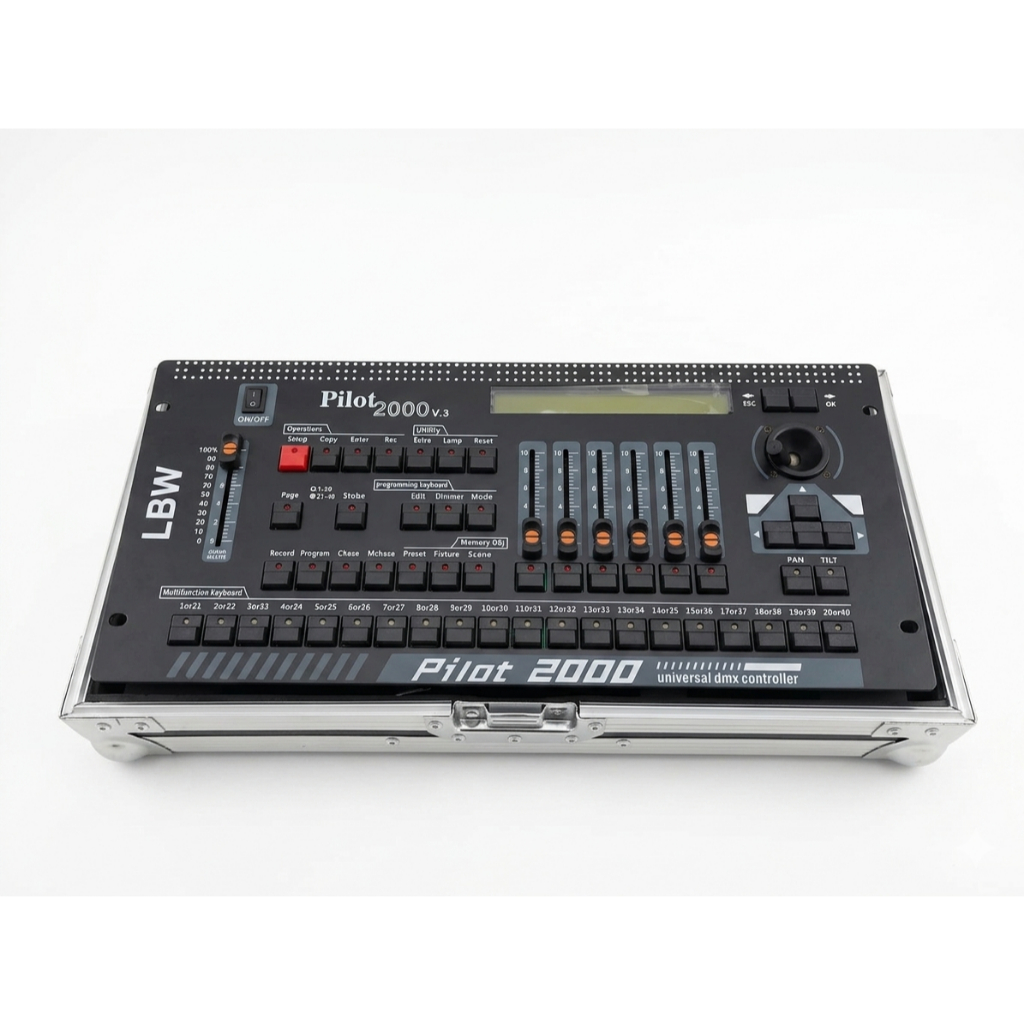 Mesa Dmx Pilot 2000 V3 + Case Teatro Igreja Show  1024 Canais Iluminação Profissional Controlador de luz