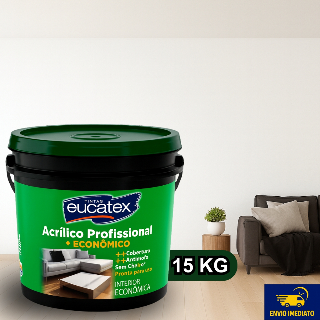 Tinta Acrílica Econômica Profissional Eucatex 15 Litros Fosca, Interna, AntiMofo
