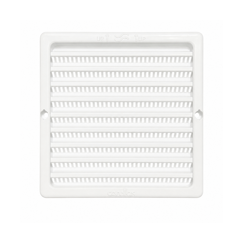 Grade De Ventilação Quadrada Com Tela De Plástico ABS 15x15 Cm