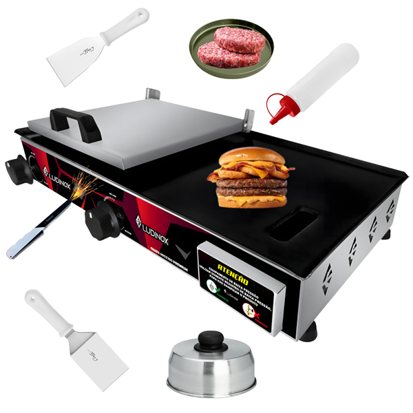 Chapa De Lanche 30x60 Industrial PREMIUM Profissional + modelador de ovo