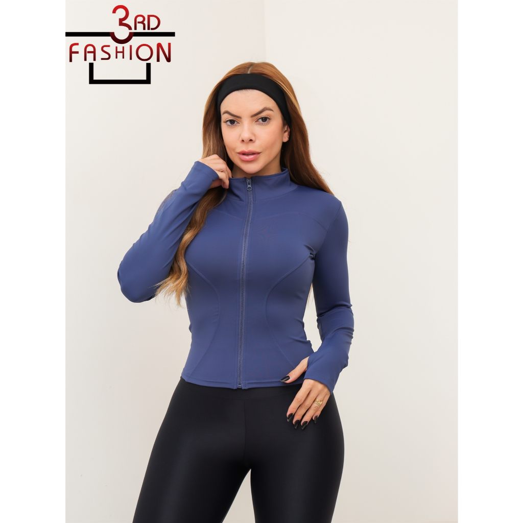 Blusa Jaqueta Feminina Esportiva Academia Fitness Zíper Gola Alta Modeladora SD4058