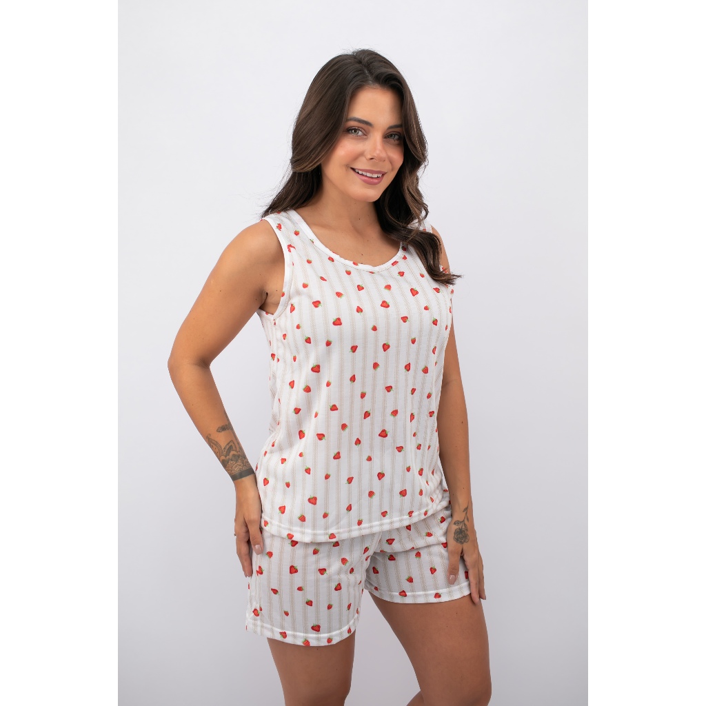Pijama Regata Feminino promoção Confortável Leve Fresquinho Oferta Envio rápido