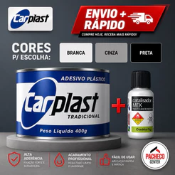 Massa Plastica PRETA CINZA BRANCA Adesivo Plastico 400g Com Catalisador Funilaria Carro Multiuso