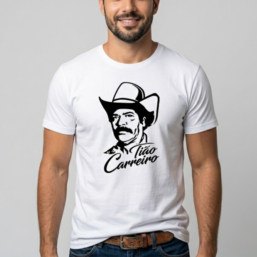Camiseta Tião Carreiro Violeiro Bruto 100% Algodão Agro Cuiudo Sertanejo