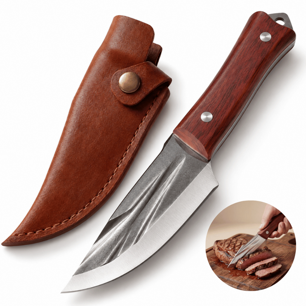 Faca Churrasco Artesanal Desossa Profissional Mini Aço Inox Cozinha Bainha Couro Corte Preciso