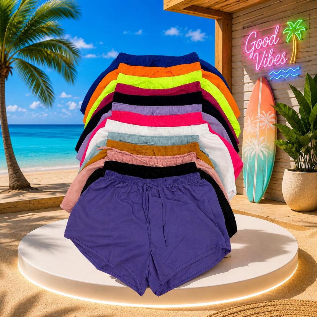 KIT 5 SHORTS FEMININO TACTEL ACADEMIA CAMINHADA CORRIDA PRAIA FITNESS VERÃO