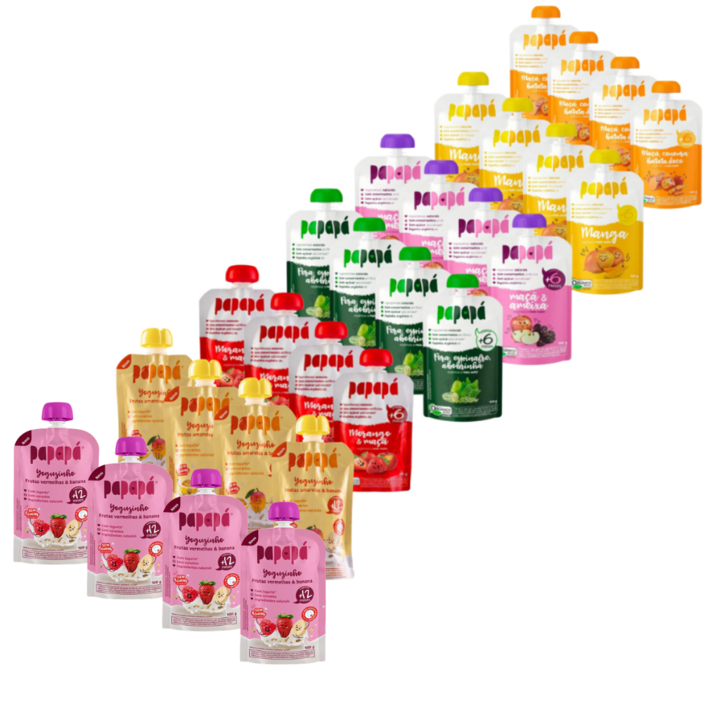 Papinha Orgânica de Frutas Squeeze Papapá (sem açúcar adicionado) 100g - 4 Unidades