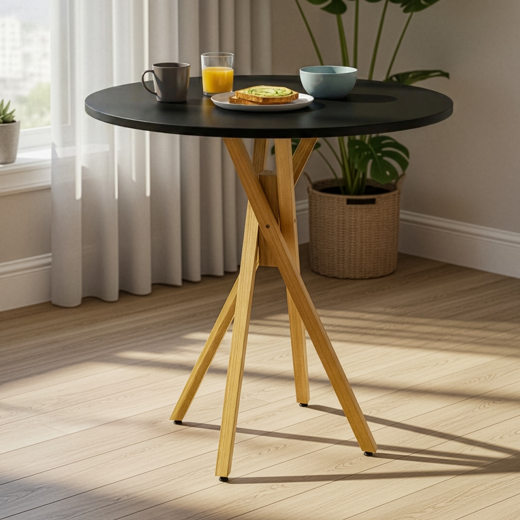 Mesa Bistrô Redonda 90cm Mdf Pé Trançado Jantar