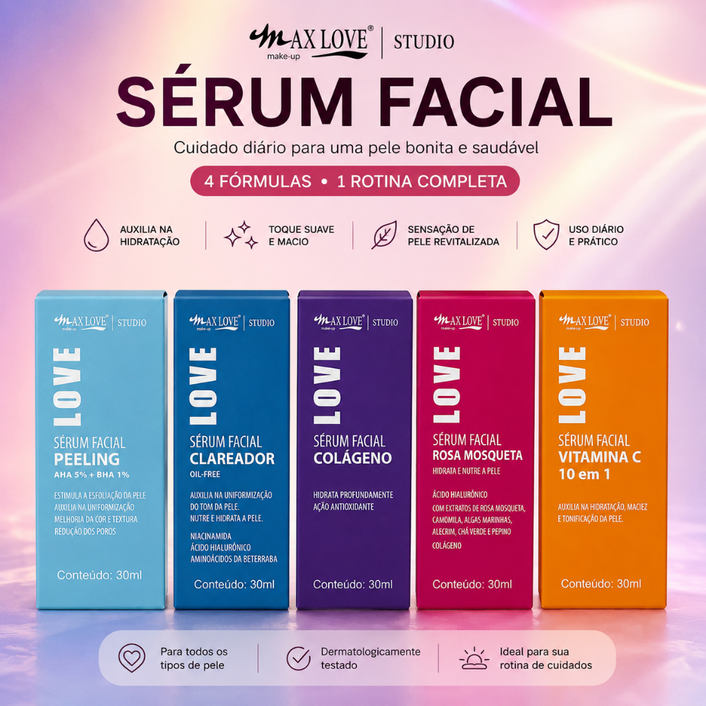 Kit 2 Sérum Facial MAX LOVE 30 ml Cada Cuidados com a Pele Rosto