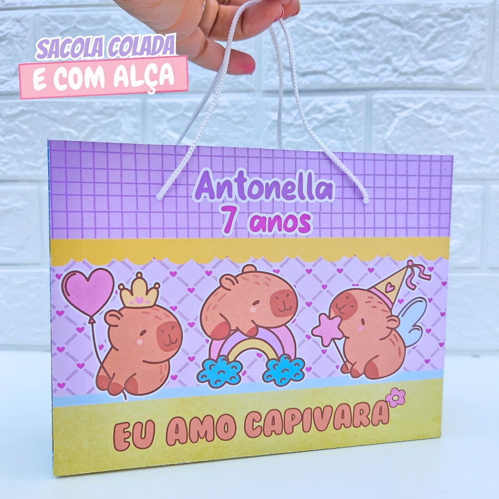 Sacolinha Personalizada Capivara | Sacolinha Surpresa | Lembrancinha de Festa | Aniversário