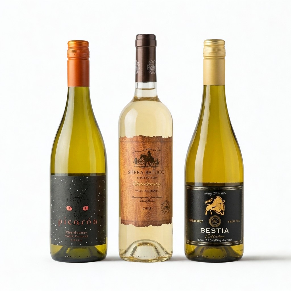 3 Vinhos Brancos Secos Chilenos Chardonnay  750ml