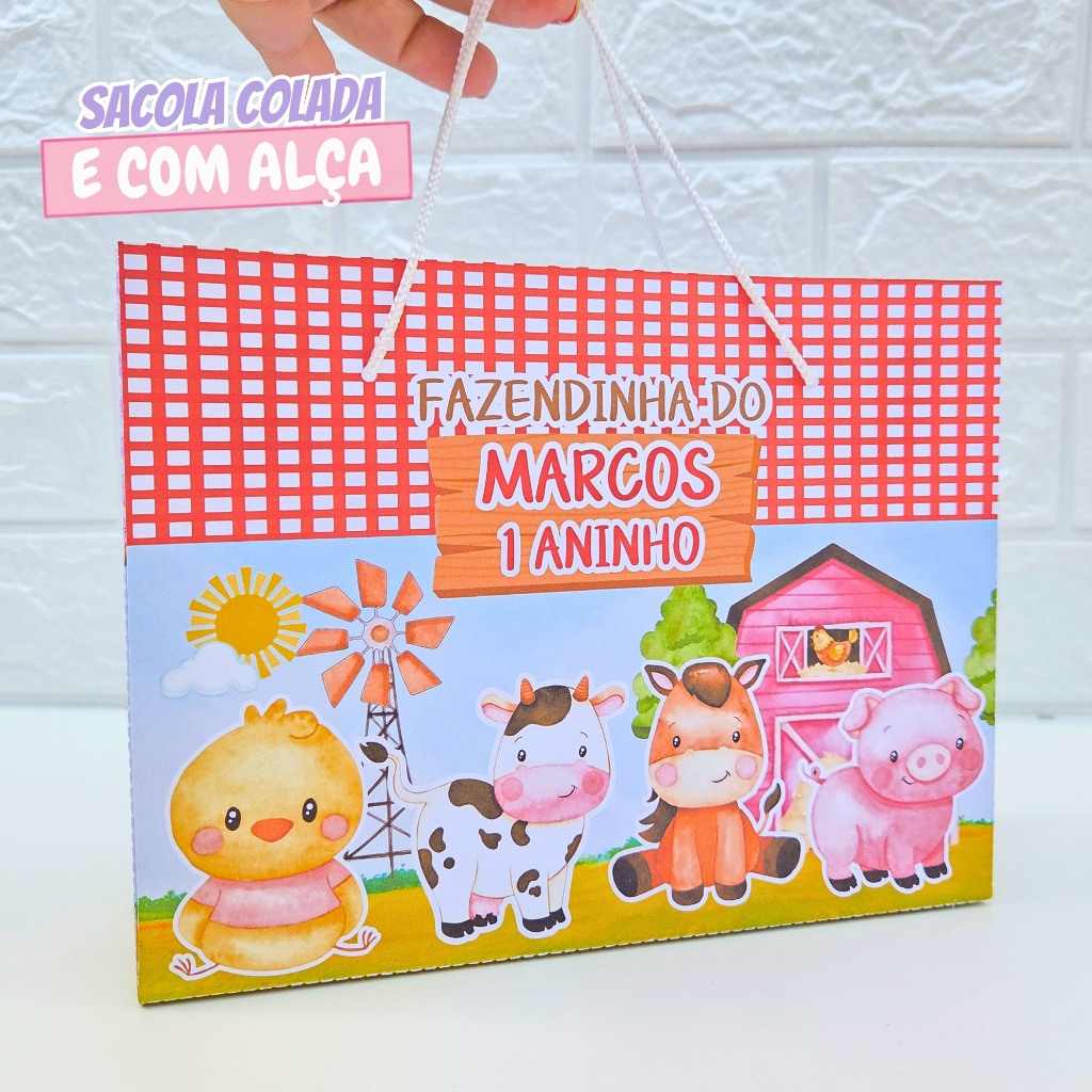 Sacolinha Personalizada Fazendinha Vermelha | Sacolinha Surpresa | Lembrancinha | Aniversário