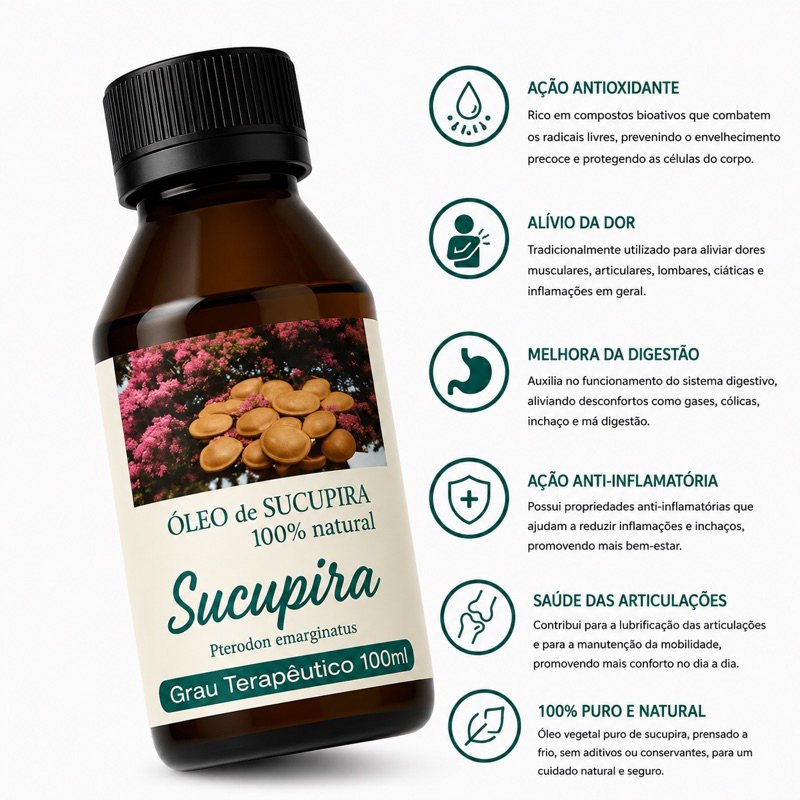 Óleo vegetal de Sucupira 100ml Concentrado é Natural