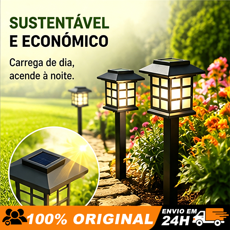 Kit Luminária Solar Jardim Cazinha 6Pçs Espeto Led Recarregável Externa