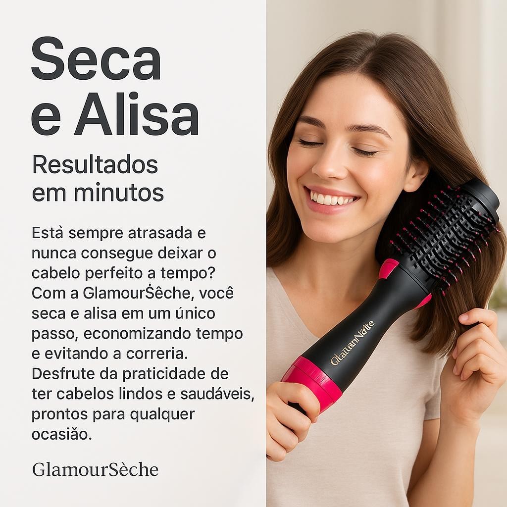 Escova Secadora 3 em 1 Alisa Seca Modela Cabelos Brilhantes