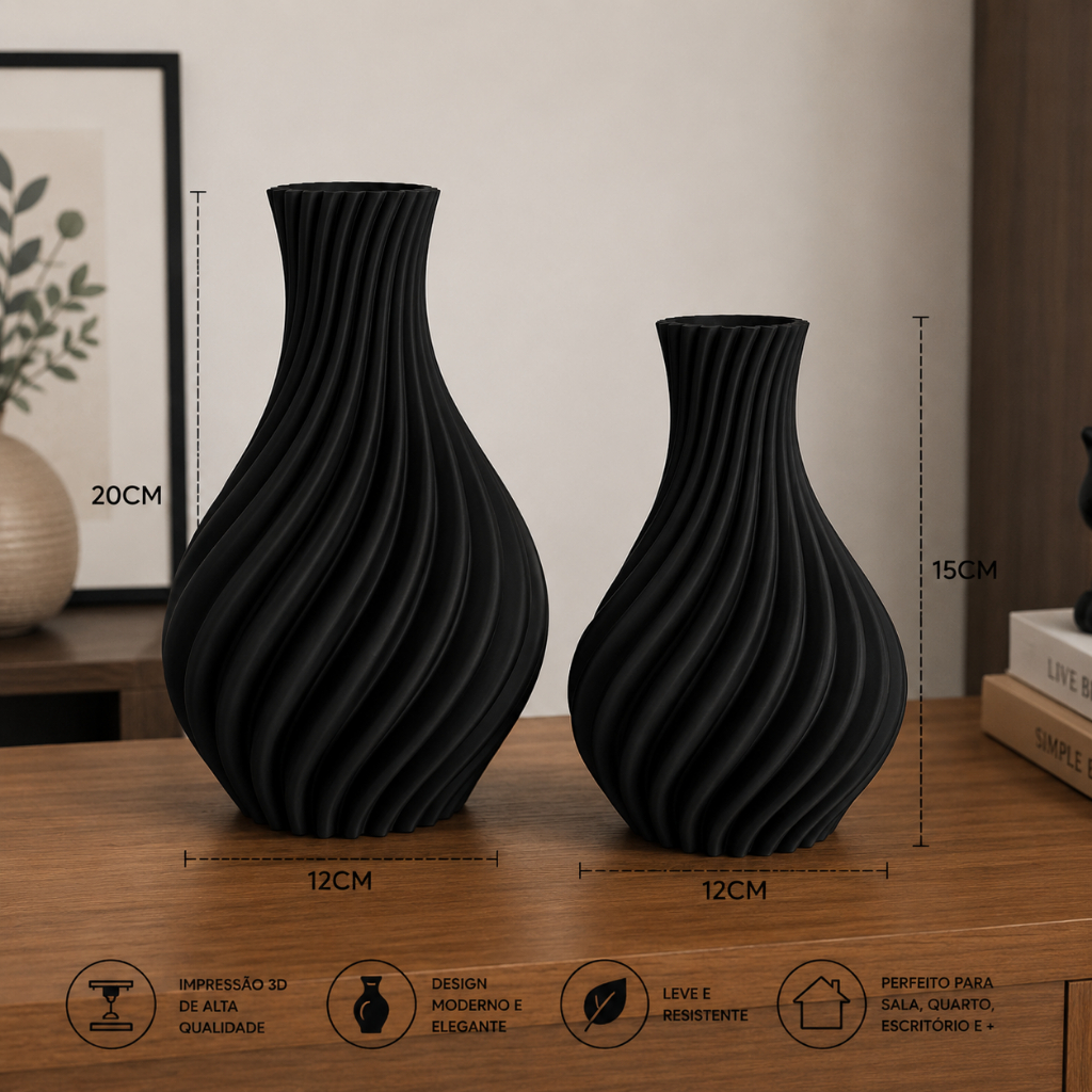 Detalhes do Vasos Decorativos Modernos Ondulados | Decoração Sala Quarto Aparador Mesa