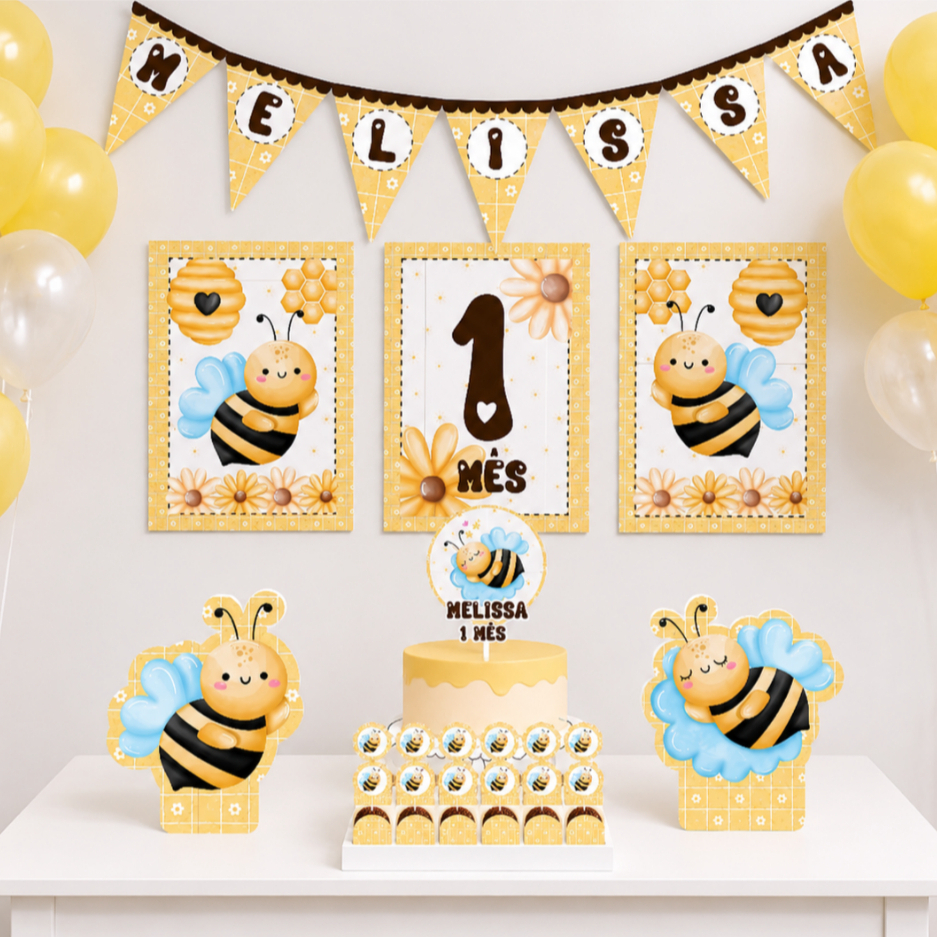 ENVIO RÁPIDO Kit Festa Abelhinha - Abelha | Personalizado Bolinho de Aniversário 80 itens Lembrancinha