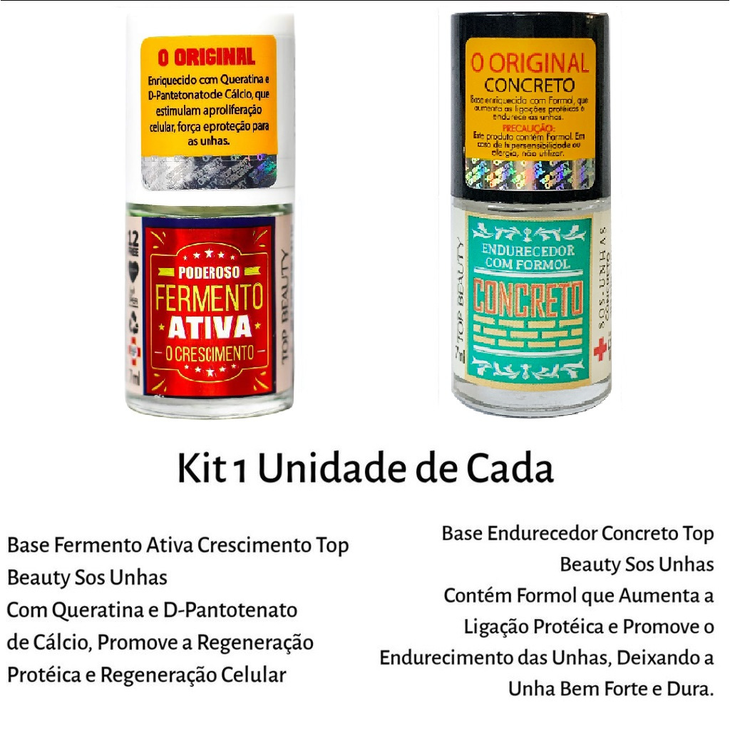 Base Concreto Endurecedor + Base Fermento Crescimento - Top Beauty
