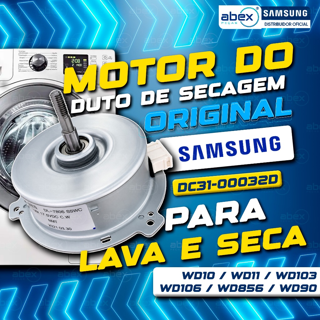 Motor Duto Secagem Lava E Seca Samsung DC31-00032D WD8854 WD106 WD0854 WD10J WD1