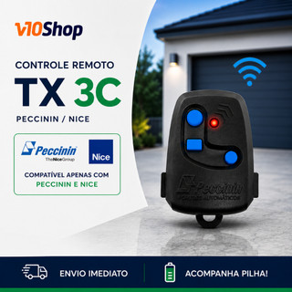 Controle para Portão Peccinin Nice Linear Tx 3c Preto Frequencia 433,92 Mhz