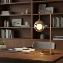 luminaria de Mesa abajur dama Curvado Dourado Interruptor alumínio com Globo Vidro 10cm sala quarto ou cabeceira cama
