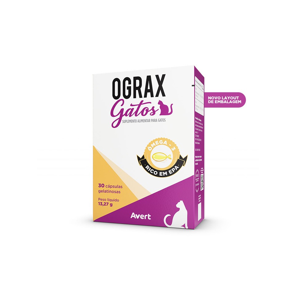 Suplemento Ograx Gatos Ômega 3 para Gatos 30 Cápsulas