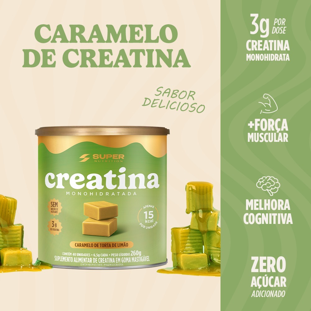 Caramelo de Creatina sabor Torta de Limão (40 unidades)