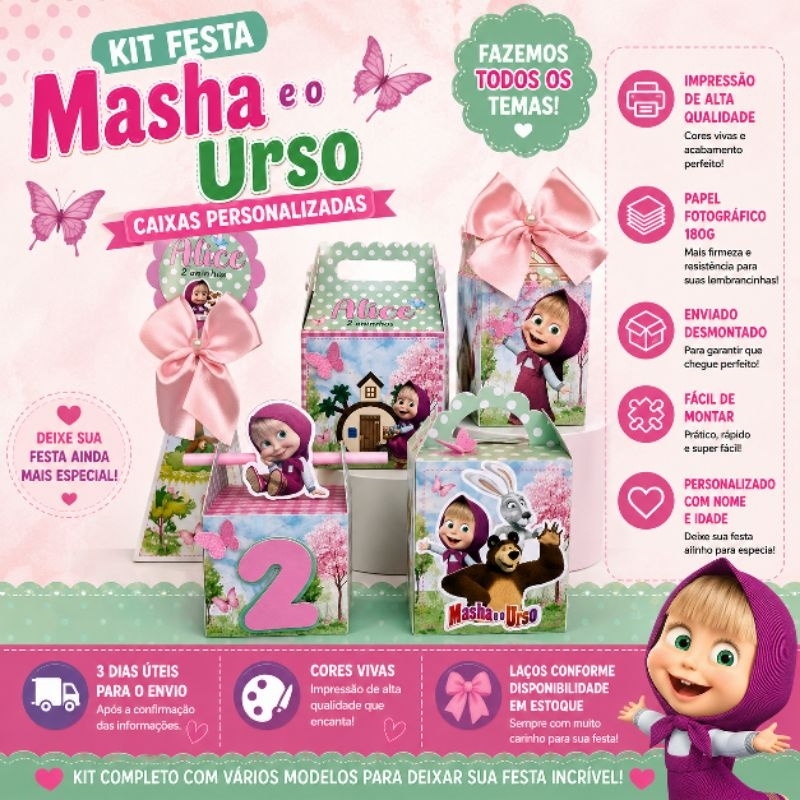 Kit Festa Personalizado Pegue e Monte | Caixinhas Personalizadas | Todos os Temas | Aniversário