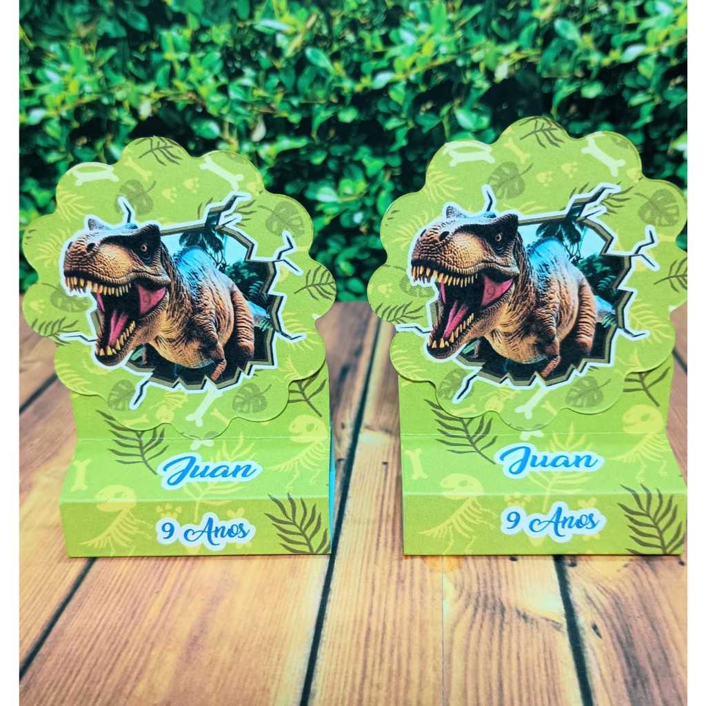 32 Porta Bis Duplo Personalizado Dinossauro Jurassic Aniversario Festa Lembrancinha