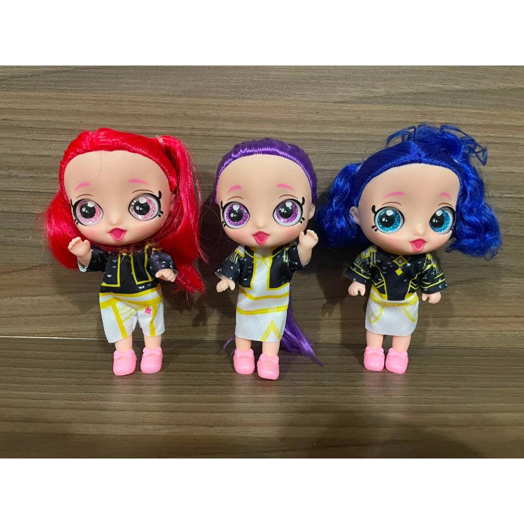 Bonecas kit 3 Rumi ,Zoe e Mira  mede 15 cm olhos Acrilico presente ,Crianças brinquedo