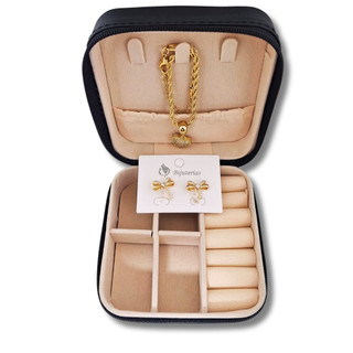 Kit Bijuteria Feminina Pulseira + Brincos + Porta Joias Estojo | Barato | Envio Rápido