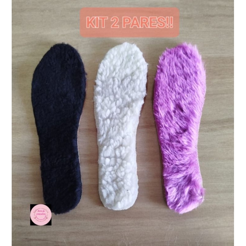 KIT 2 PARES CAPA DE PALMILHA forrada com lã ovelha pelego pelucia confortavel — imagem 2 de 2