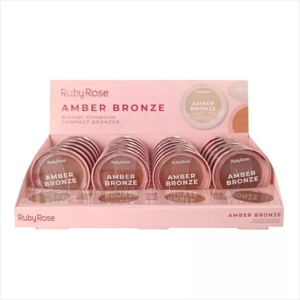 Box 24 Bronzer Compacto Ruby Rose Amber Bronze HBM202 Efeito Bronzeado Natural Contorno