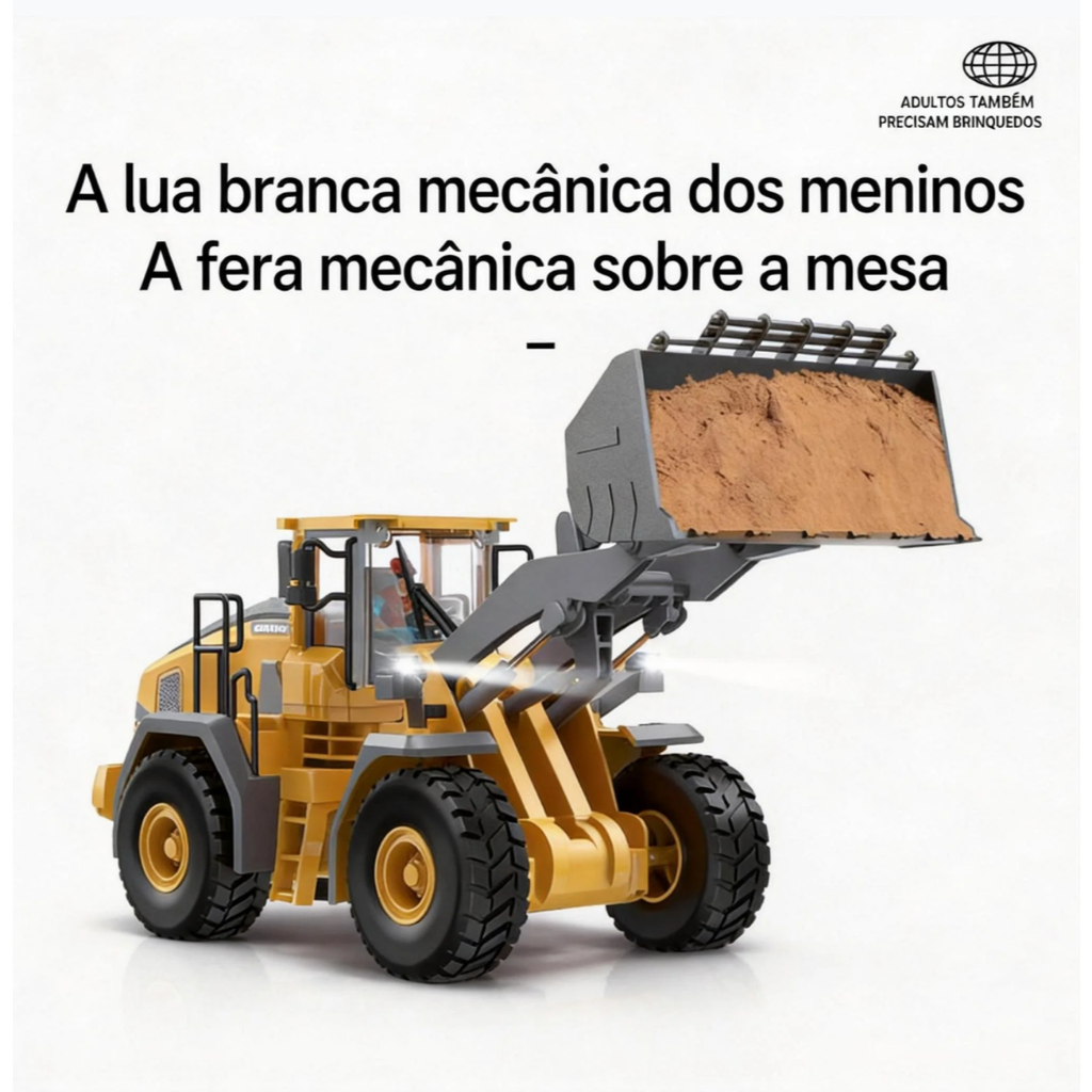 Miniatura RC Carregadeira Realista Balde Metálico, Funções Completas Veículo Hobby Colecionável