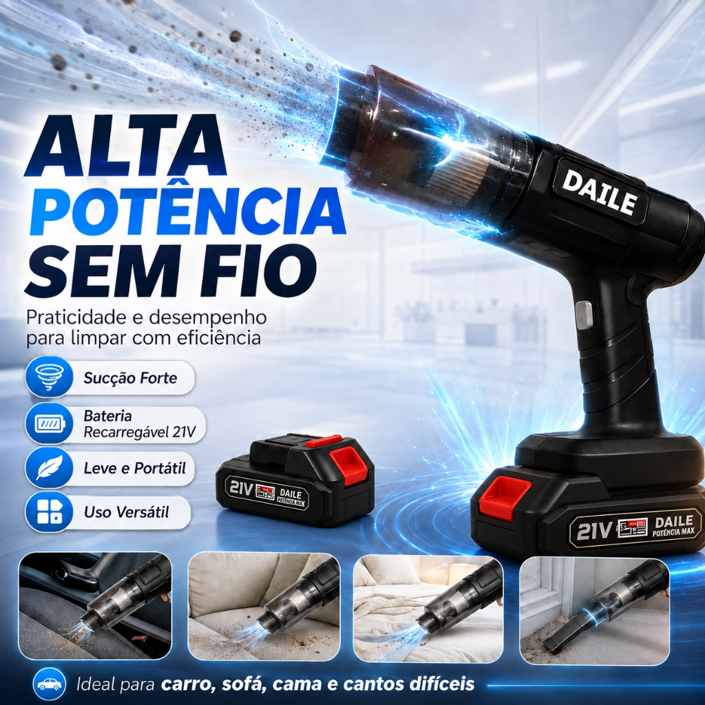 Aspirador De Pó Para Carro casa e cantos Soprador De Poeira Sem Fio Recarregável De Alta Potência