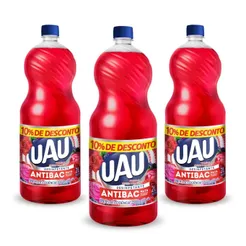 Kit 3un Desinfetante Uau Antibac Flores e Frutas Vermelhas 2l