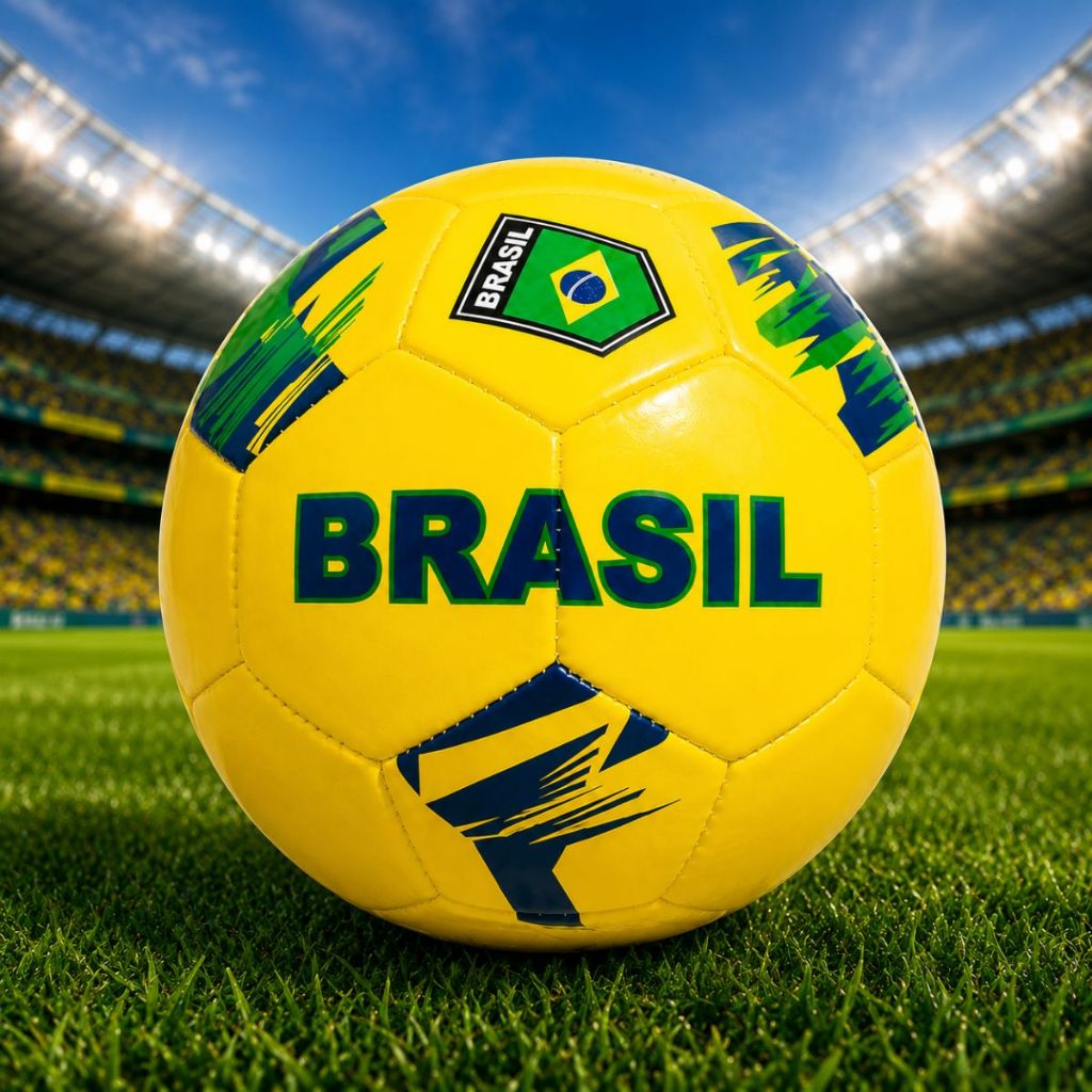 Bola De Futebol Brasil Campo Quadra Seleção Brasileira Número 5 Brincar Infantil Amarela Verde Azul