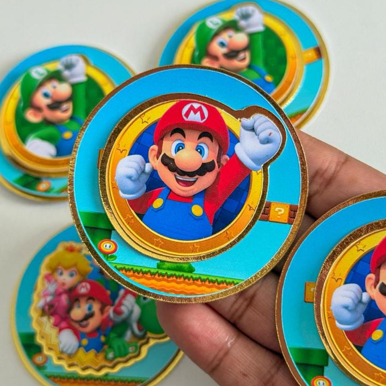 Tag Aplique 3d Para Esfera Mario Bros- Festa infantil, Esferas Acrílicas, Personalizado, Lembrancinha Infantil