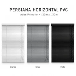 Persiana Horizontal PVC Atlas Primafer 1,20 x 1,30m 25mm Controle de Luz Privacidade