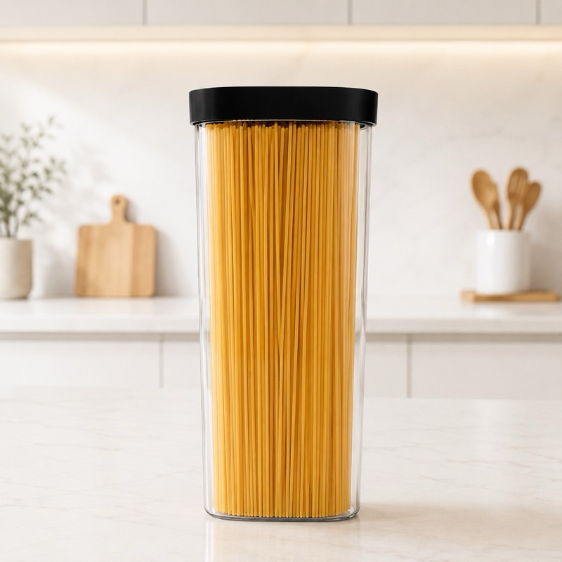 Pote Hermético 2000ml Para Espaguete Em Acrílico Macarrão Mantimentos Organizador Empilhável