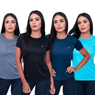 Kit 4 Camiseta Academia Feminina Dry Fit Treino Fitness