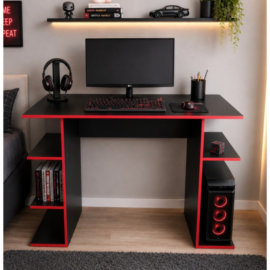 Mesa Gamer Escrivaninha Computador Notbook Pc Jogos Quarto Sala Moderna Promoção Cores