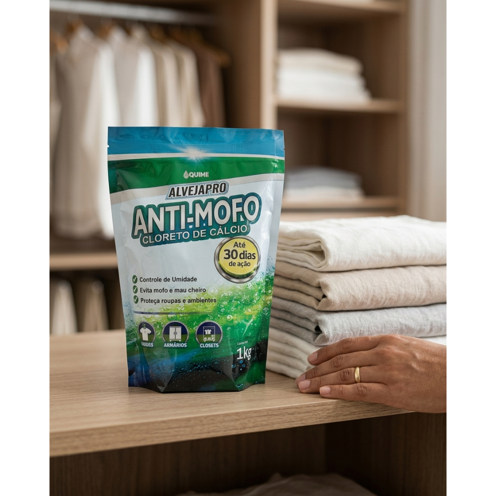 Detalhes do Anti Mofo, Cloreto De Calcio, Absorve Umidade, previne mofo e mau odor 1kg